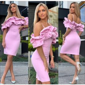 Marina  rózsaszín fodros ruha 