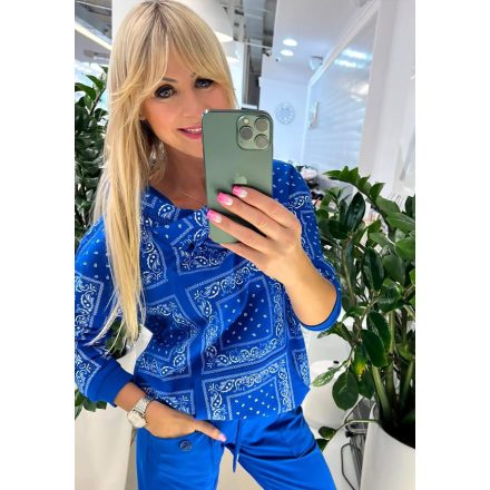 Megi new Norina pulcsi kék-fehér