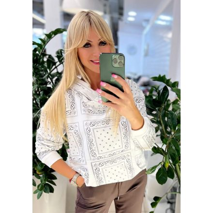 Megi new Norina pulcsi fehér-barna