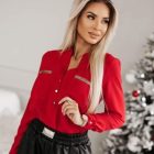 La Blanche ing zsebnél díszes piros 